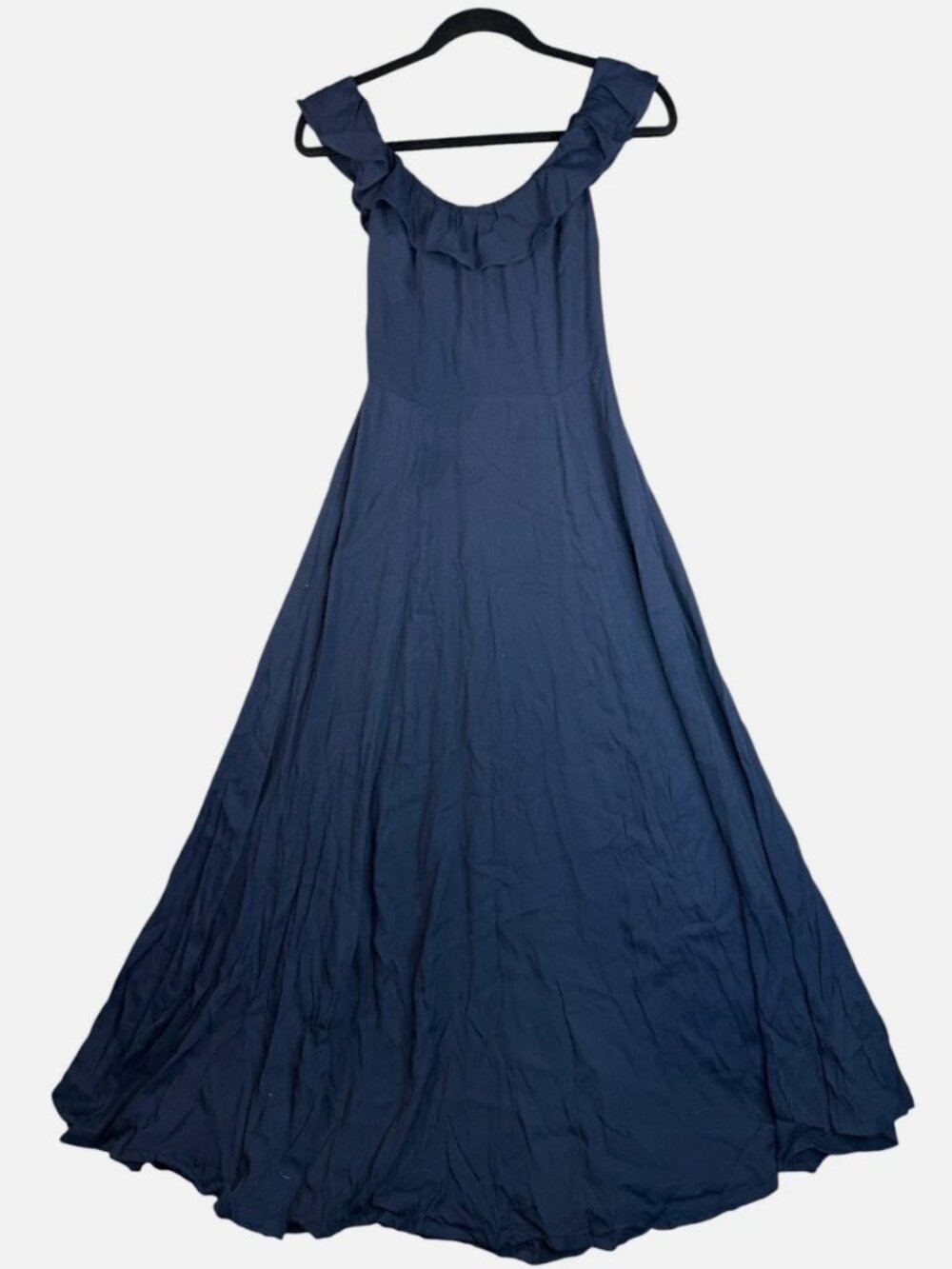 Reformation Navy Off-Shoulder A-line Gown
